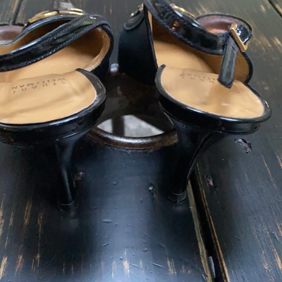 Stuart Weitzman Navy Heels with Brass Accents - Picture 5 of 10